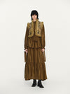 INTO THE EAST 25 Autumn/Winter Sheepskin and Tussah Silk Printed Vest ITE-E1DGAW012GR21VE-LV Green